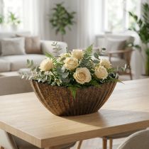 Artikel Plantenschaal met groeven ovaal boot antraciet goud 36cm
