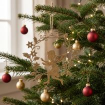 Artikel Engelenkrans, kerstversiering, engel om op te hangen, metalen hanger Gouden H14cm B15.5