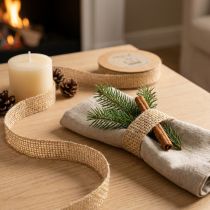 Artikel Decoratief jute lint, geel, naturel, 25 mm; rustiek decoratief jute lint, 10 m