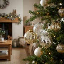 Artikel Vintage kerstballen glas met patroon Ø10,5cm 3st
