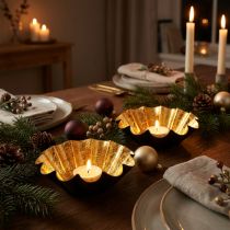 Artikel Waxinelichthouder kerstdecoratie bakvorm zwart goud Ø12cm 2 stuks