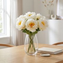 Artikel Pioenrozen Kunst Pioenrozen Wit Geel Kunstbloemen 7 Stuks