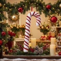 Artikel Decoratieve zuurstok kerstraamdecoratie rood witte strepen H51,5cm