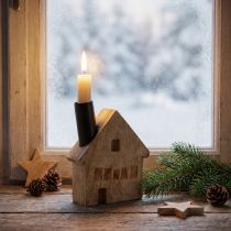 Artikel Decoratieve houten kaarsenhouder in de vorm van een huis, zwart, 10,5×3,5×13 cm