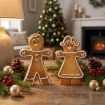 Artikel Kerstdecoratie peperkoekmannetje &amp; -vrouwtje keramiek 16cm set van 2 stuks