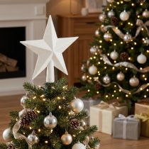 Artikel Sprankelende witte boomtopper 19 cm - onbreekbaar en glinsterend, perfect voor elegante kerstversieringen