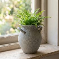 Artikel Decoratieve vaas met handvatten vintage plantenbak metaal grijs H13cm