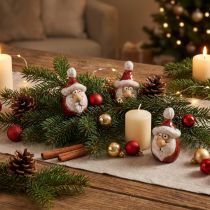 Artikel Kerstmanfiguur van keramiek, rood, 7 cm – Feestelijke kerstversiering – 6 st