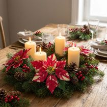Artikel Kunstkerstster in rode crème L35cm 6st 2 bos