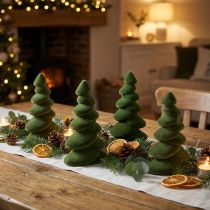 Artikel Kerstboom tafeldecoratie gevlokte dennen groen 16,5cm 4 stuks
