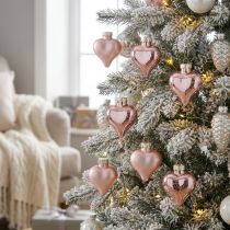 Artikel Boomdecoratie hart roze van glas 3cm 20 st