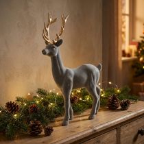 Artikel Decoratief hert decoratief figuur decoratief rendier gevlokt grijs H37cm