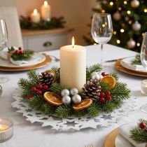 Artikel Kerstbord metalen sierbord met sterren wit Ø34cm