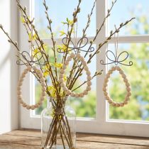 Artikel Deco aanhanger paasei hout metaal raamdecoratie 13x18cm 4st