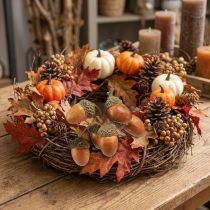 Artikel Kunstmatige eikels op draad decoratie voor herfstkrans 3cm 6 stuks