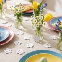 Artikel Houten bloem met gezicht wit 2,5 cm 48 st