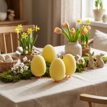 Artikel Paasei met poten Geel Decoratief figuur Paasei Decoratie H13cm 4 stuks
