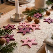 Artikel Houten sterrendecoratie Strooidecoratie Kerstmis Paars H4cm 72 st