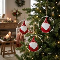 Artikel Kerstornament kabouter kerstman metaal Ø16cm 3st
