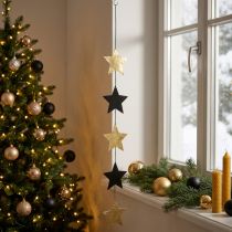 Artikel Kerstdecoratie ster hanger goud zwart 5 sterren 78cm