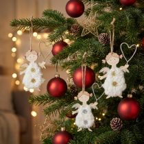 Artikel Kerstengel met hart kerstboomversiering hout 14,5cm 8 st