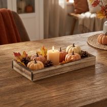 Artikel Gevlamd houten dienblad, decoratief dienblad, rustieke tafeldecoratie, 20×10×3 cm