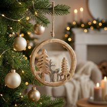 Artikel Hangdecoratie raam Kerstdecoratie rendierhout decoratie 19,5cm
