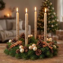 Artikel Kerstkaarsen stokkaarsen Kerstcreme 25cm 4 stuks
