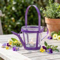 Artikel Lantaarn glazen decoratieve gieter metaal paars Ø14cm H13cm