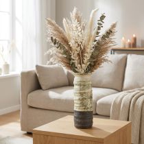 Artikel Keramische vaas voor droogbloemen, crème, grijsgroen, H34cm