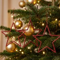 Artikel Decoratieve ster rode kerstboomversiering glitter Ø12cm, set van 12 kerstversieringen