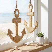 Artikel Anker Decoratie Hanger Maritiem Hout Jute Natuurlijk 15x25cm 2st