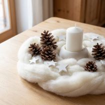 Artikel Wollen koord, wit wollen lint, 2 meter, decoratieve wol voor knutselen en inpakken.