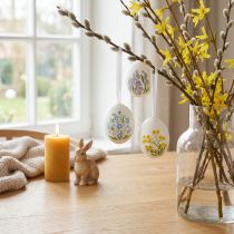 Artikel Paaseieren met delicate bloemmotieven voor een feestelijke paasdecoratie in de woonkamer, 6 cm, 6 stuks