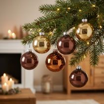 Artikel Kerstballen goudbruin boomballen glas Ø6cm 24 st