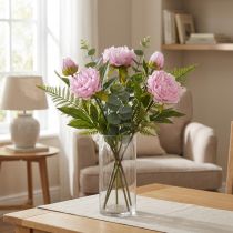 Artikel Pioen kunstbloemen roze met lange steel 70cm 3st