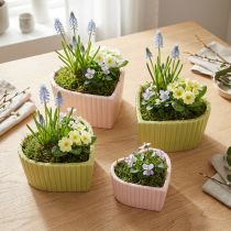 Artikel Keramieken decoratieve harten pastelgroen roze 11×10×6cm 4 st