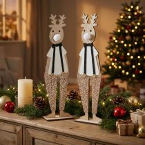 Artikel Rendier houten decoratiefiguur Kerst om neer te zetten 12×6.5cm H45cm 2st