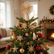 Artikel Set van strooien sterren voor de kerstboom, inclusief figuurtjes en sterren (35 stuks).
