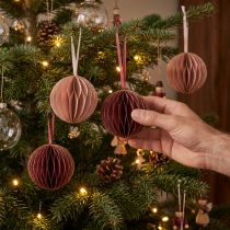 Artikel Honingraatballen kerst bordeaux roze Ø8cm 4st