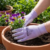 Artikel Kixx tuinhandschoenen wit, lila maat 8