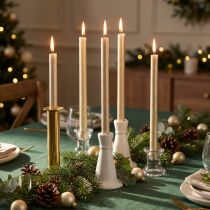 Artikel Doorgekleurde dinerkaarsen lichtgoud 22×240mm – set van 12