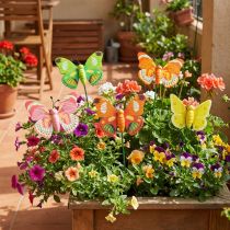 Artikel Bloemenplug vlinder hout assorti 7,5cm 16 st