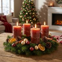 Artikel Effen pilaarkaarsen, roodbruin, 60×80mm, set van 4, Adventsdecoratie