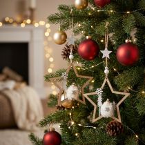 Artikel Kerstdecoratie ster houten decohanger Ø13,5cm 4st