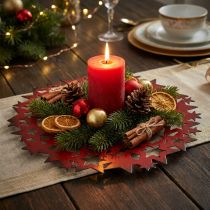 Artikel Kerstbord metalen sierbord met sterren rood Ø34cm