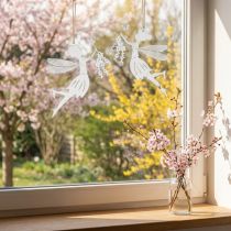Artikel Decoratieve sprookjesraamdecoratie lente metaal wit elfje 15×10cm 2 st