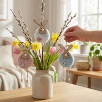 Artikel Hanger konijntjes decoratieve hanger Paashout pluche 26×7×2cm 6 st