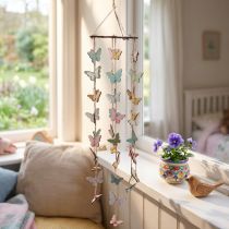 Artikel Windgong decoratie vlinders raamdecoratie hout Ø15cm 55cm