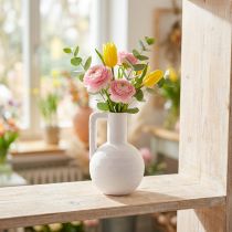 Artikel Decoratieve vaas witte mini bloemenvaas met handvat H15cm